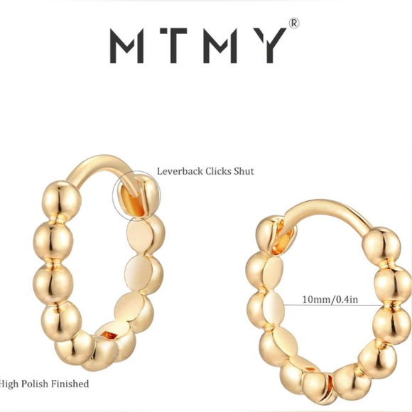ʕ·ᴥ·ʔMTMY Huggie Hoop Earrings 14K Gold Plated Cubic Zirconia Dainty Simple Cute - Picture 2 of 4